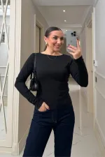 Kayık Yaka uzun Kollu Bluz