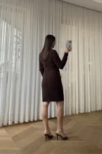 Kruvaze Yaka Mini Elbise