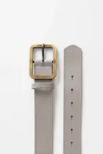 Eskitme İnce Tokalı Süet Kadın Kemer