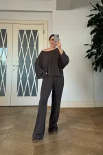 Kayık Yaka Sweat Pantolon Kadın Takım