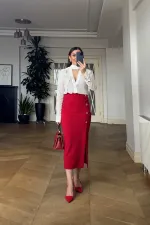 V-Neck Scarf Detailed Chiffon Blouse