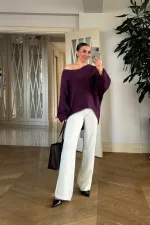 Kayık Yaka Triko Kadın Kazak