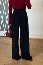 Kemer Detaylı Düz Kesim Kadın Pantolon