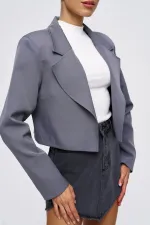 Women's Shoulder Padded Blazer Crop Jacket