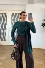 Şal Detaylı Uzun Kollu Bluz