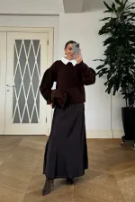 Gömlek Yaka Triko Kadın Kazak