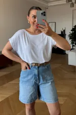 Bisiklet Yaka Arkası V Kadın Tişört