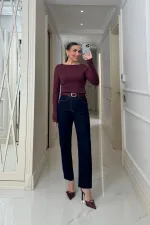 Kayık Yaka uzun Kollu Bluz