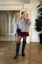 Fermuarlı Kaşe Kadın Ceket