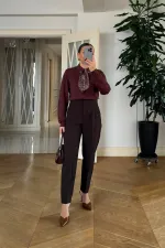 Yüksek Bel Pensli Kadın Pantolon