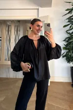 Bisiklet Yaka Uzun Kollu Bluz