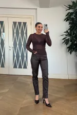 Taşlı Transparan Tül Bluz