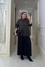 Leopar Desenli Sweat Uzun Elbise