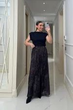 Desenli Uzun Şifon Etek