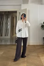 Women's Long-Sleeved Shirt with Belt Detail