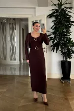 Kalp Yaka Uzun Kollu Elbise