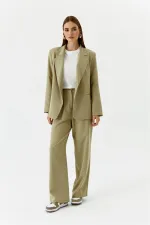 Pantalon palazzo taille haute à pinces pour femme