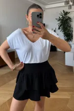 Ön Arka V Kısa Kollu Kadın Tişört