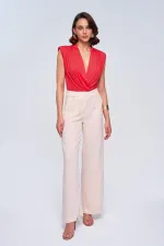 Yırtmaç Detaylı Bol Paça Kadın Pantolon