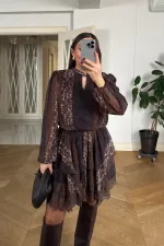 Desenli Şifon Mini Elbise