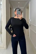 Kayık Yaka uzun Kollu Bluz