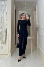 Kayık Yaka uzun Kollu Bluz