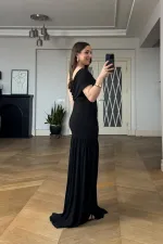 One-Shoulder Long Dress with Buckle Detail and Gathered Style One-Shoulder Long Dress with Buckle Detail and Gathered Style