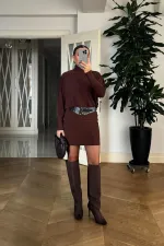 Yarasa Kol Kemerli Mini Elbise