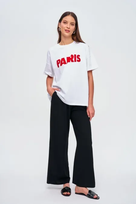 Oversize Baskılı Kısa Kollu Kadın Tişört