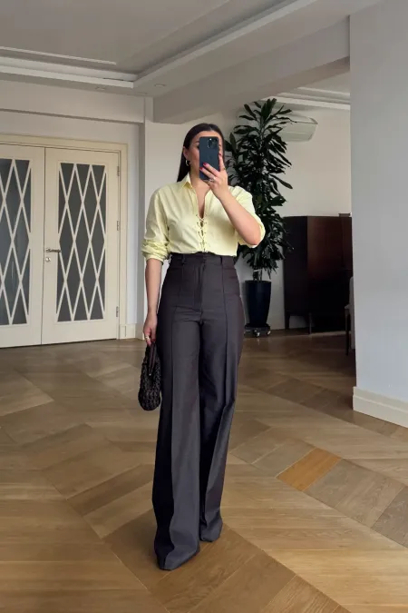 Straight Cut Ribbed Women's Trousers