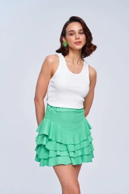 Volanlı Mini Kadın Etek