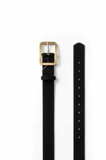 Eskitme İnce Tokalı Süet Kadın Kemer