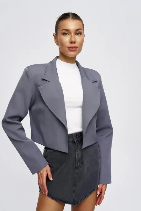 Veste blazer courte à épaulettes pour femme