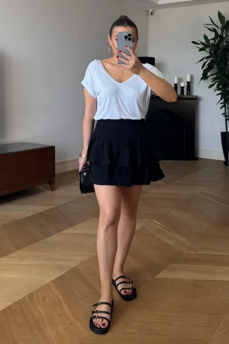 Volanlı Mini Şort Etek