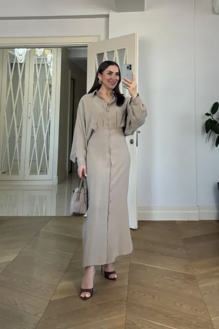 Belted Long-Sleeved Shirt Dress