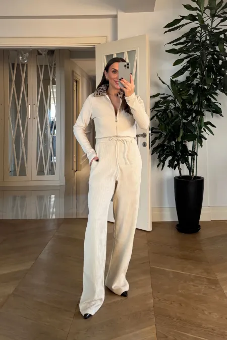 Beli Lastikli Fitilli Kadın Pantolon