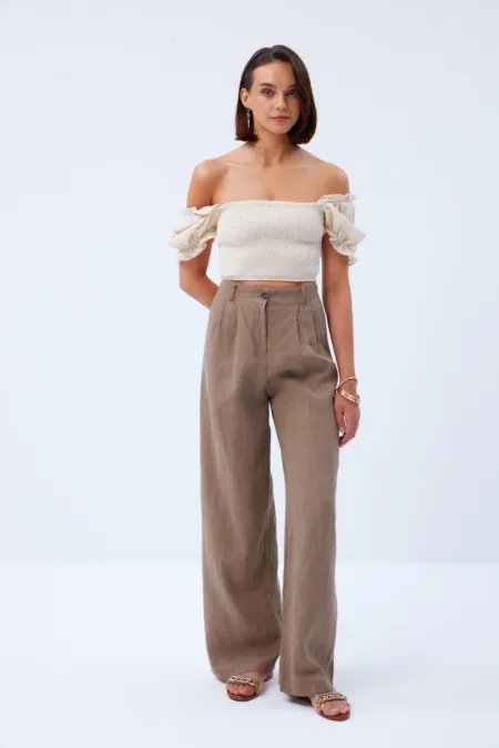 Balon Kol Gipeli Bej Bluz Tuba Butik