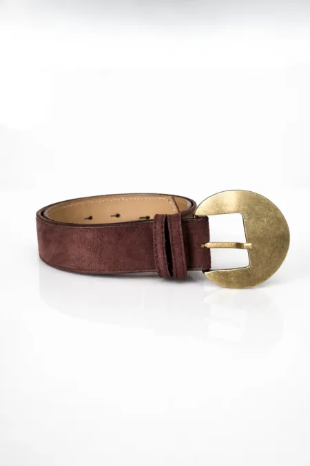 Suede Women's Belt with Oval Buckle