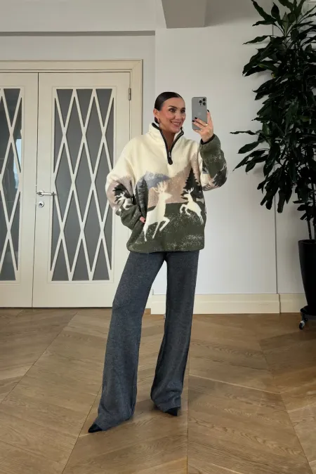 Desenli Polar Kadın Sweathirt