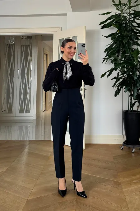 Yüksek Bel Pensli Kadın Pantolon