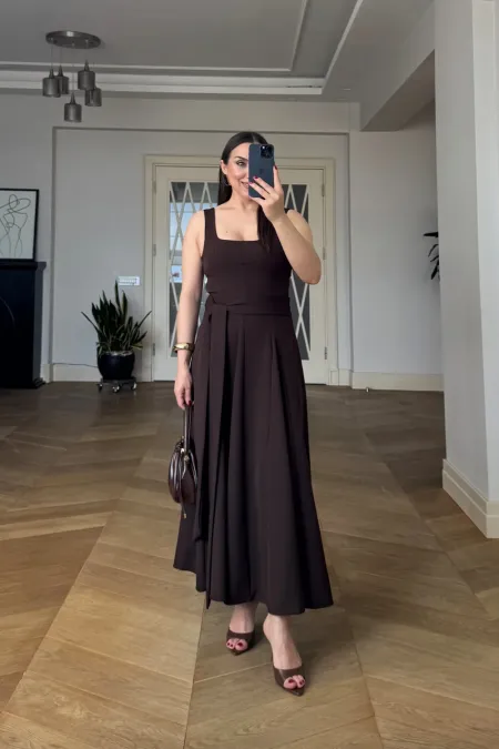Square Neck Strappy Midi Dress Square Neck Strappy Midi Dress