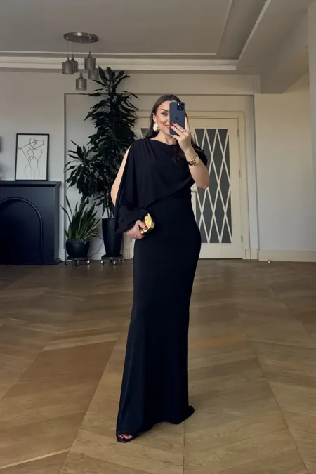 One-Sleeve Cutout Long Dress One-Sleeve Cutout Long Dress