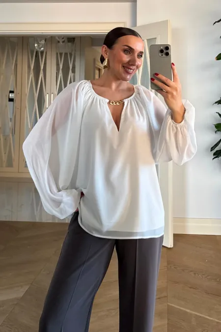 Bisiklet Yaka Uzun Kollu Bluz