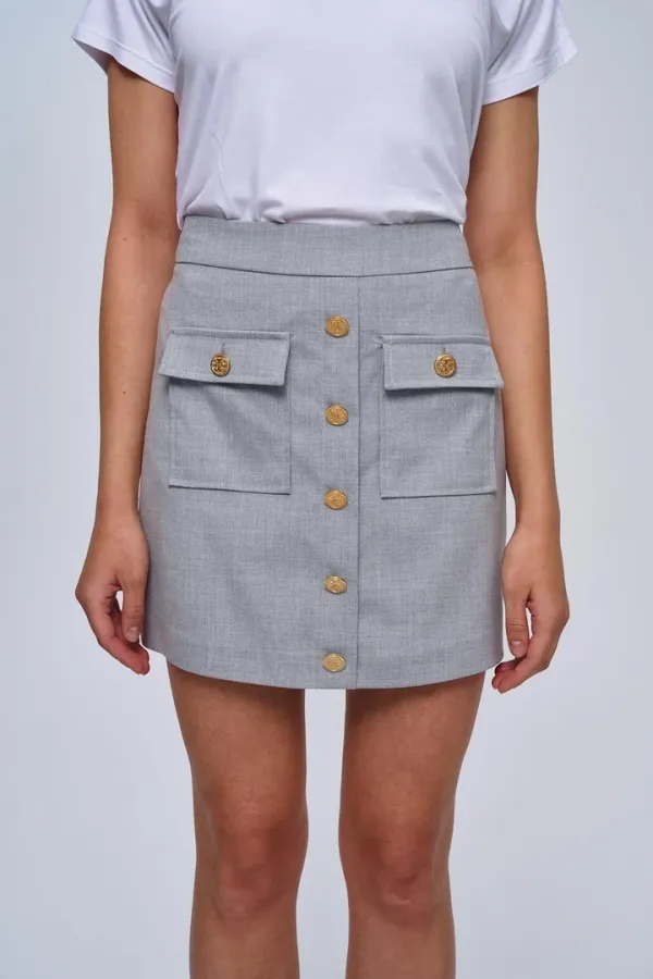 Düğme Detaylı Mini Etek