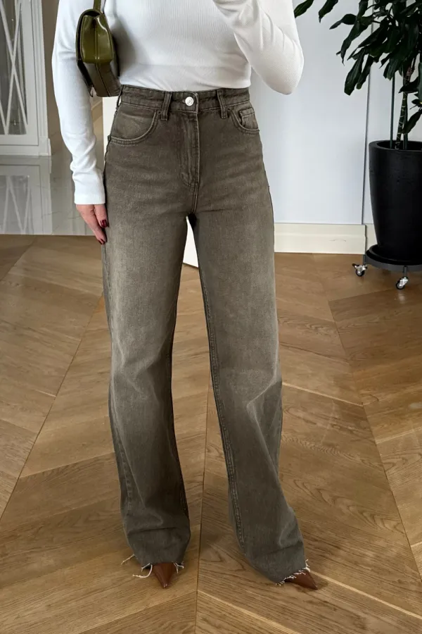 Yüksek Bel Straıght Denim Kadın Pantolon