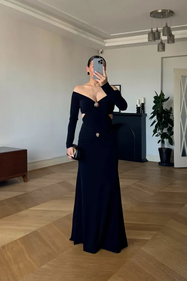 Bel Dekolteli Uzun Elbise