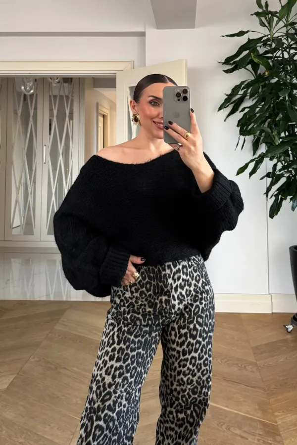 Kayık Yaka Triko Kadın Kazak