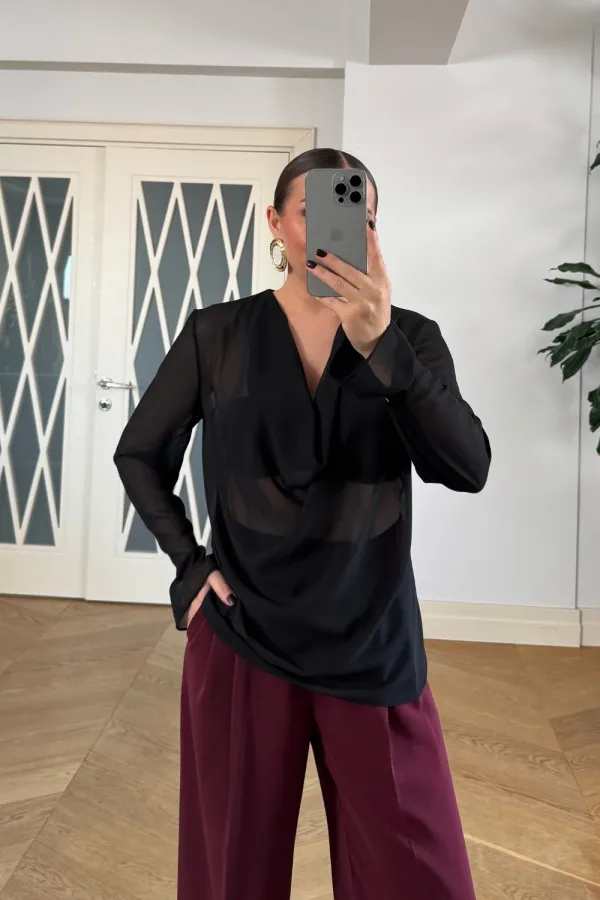 Degaje Yaka Kol Detaylı Bluz