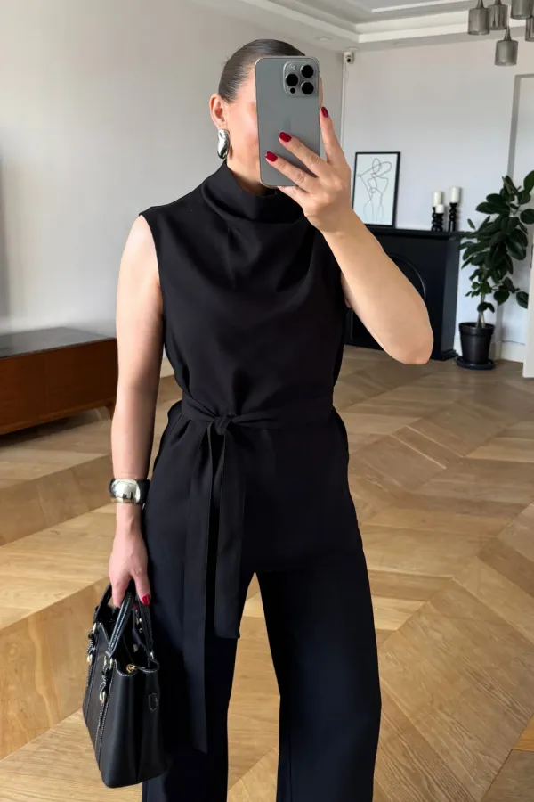 Sıfır Kol Bluz Pantolon Kadın Takım