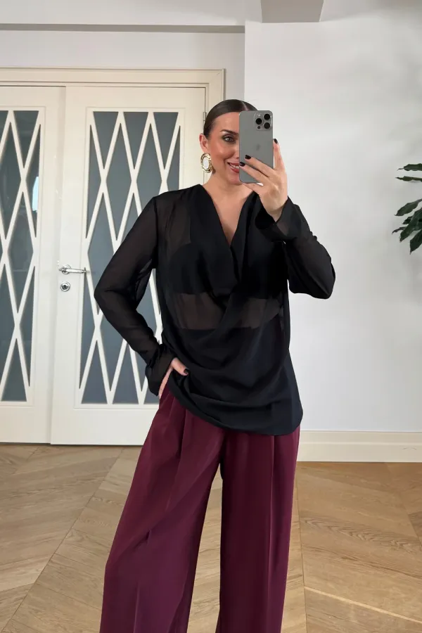 Degaje Yaka Kol Detaylı Bluz